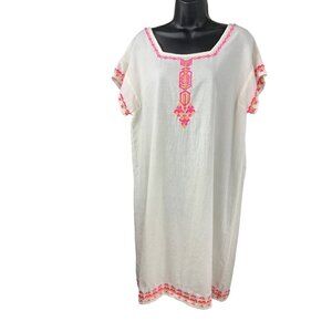 Pink Chicken cotton dress womens Med. Cool & effortless wht/ pink